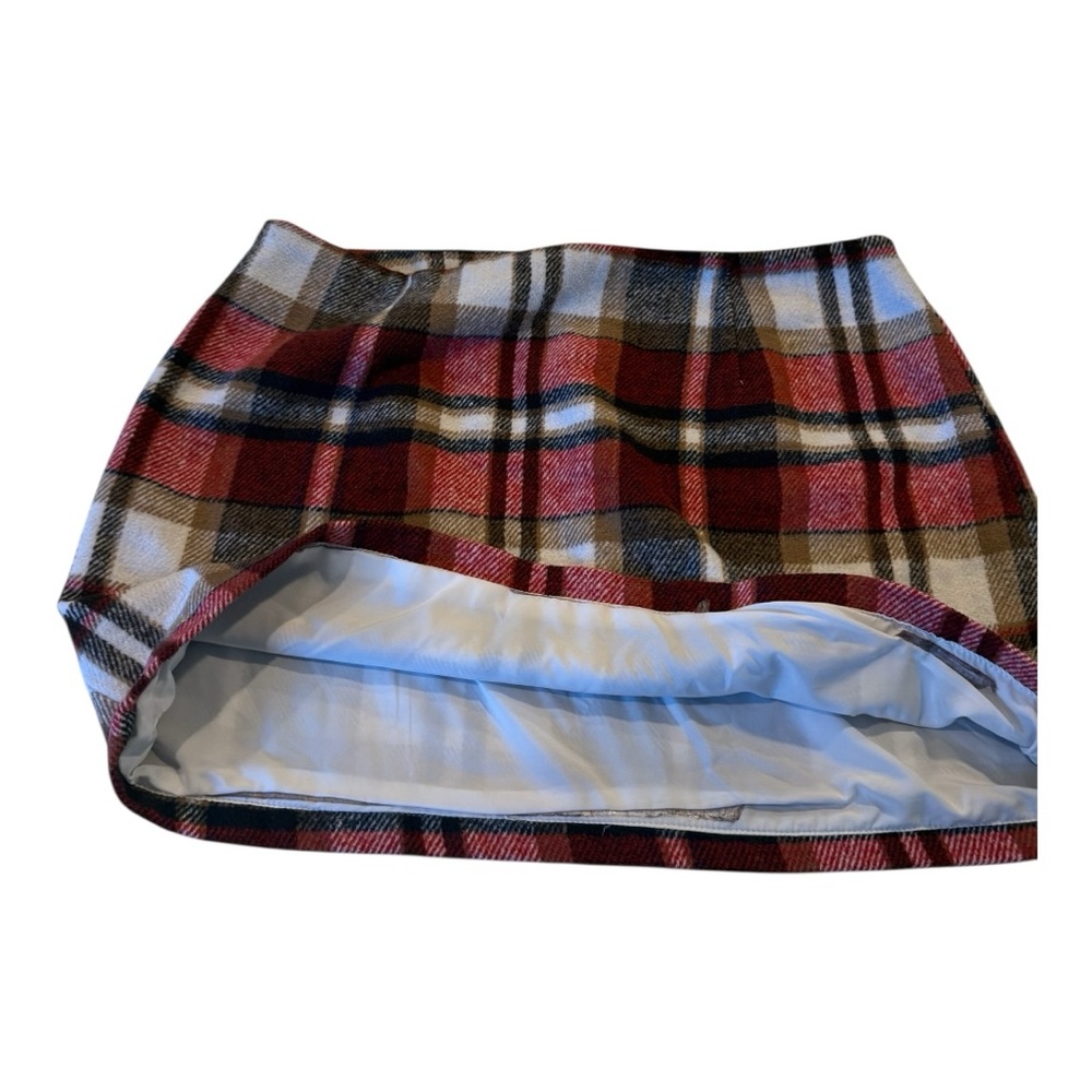 Plaid Wool Mini Skirt XL Tartan Check A-Line Skirt Fully Lined - Picture 10 of 15